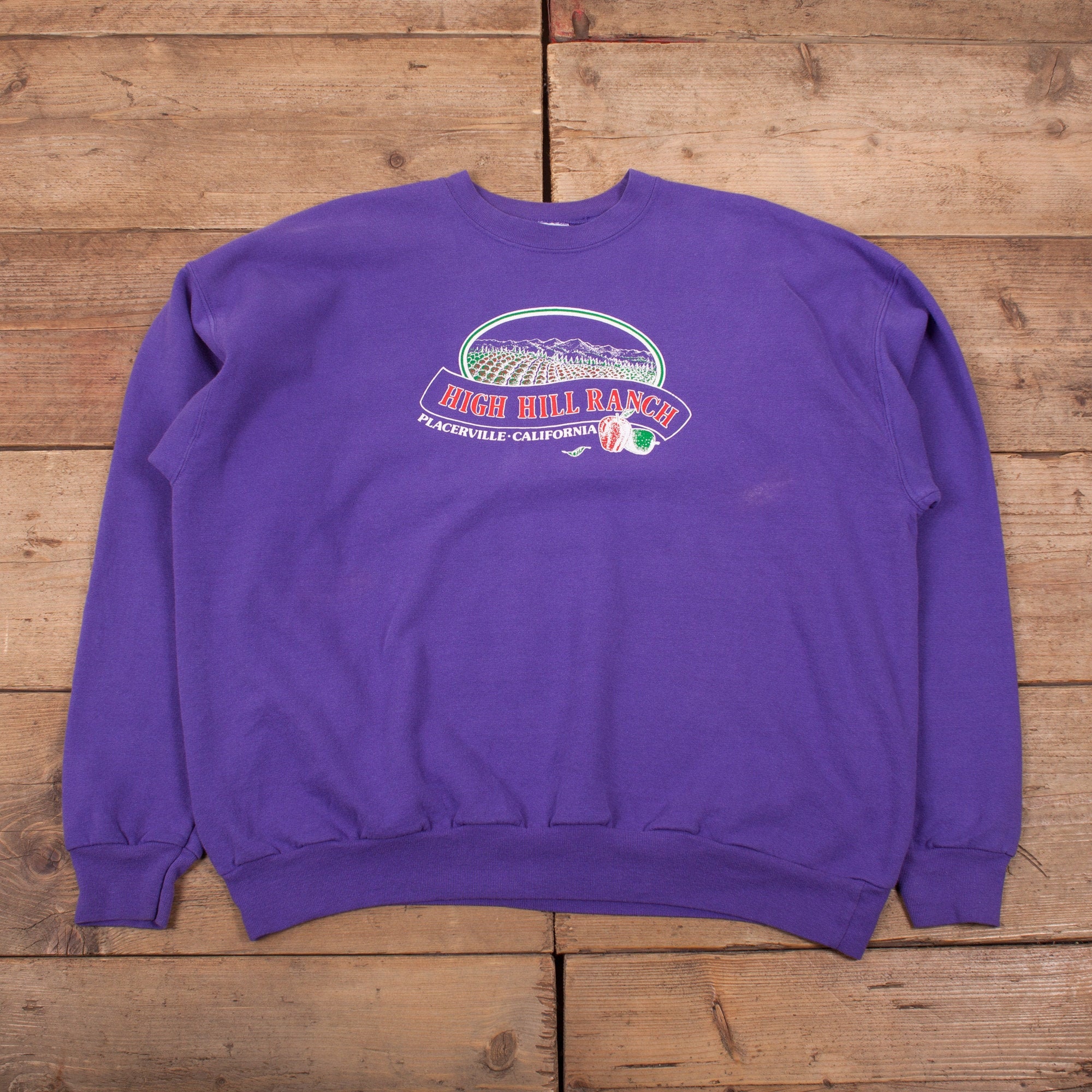 Image of Mens Vintage 90S Hanes Purple California Usa Graphic Sweatshirt Xl 48" R19338