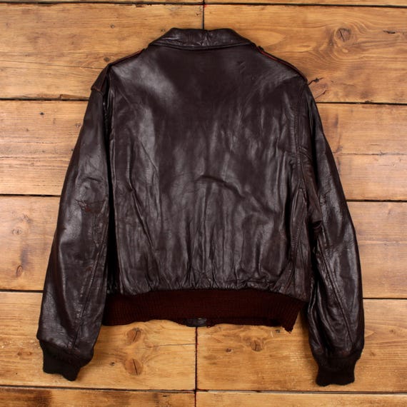 Vintage PDR Leather Jacket M 70s Bomber Talon Zip Brown - Etsy