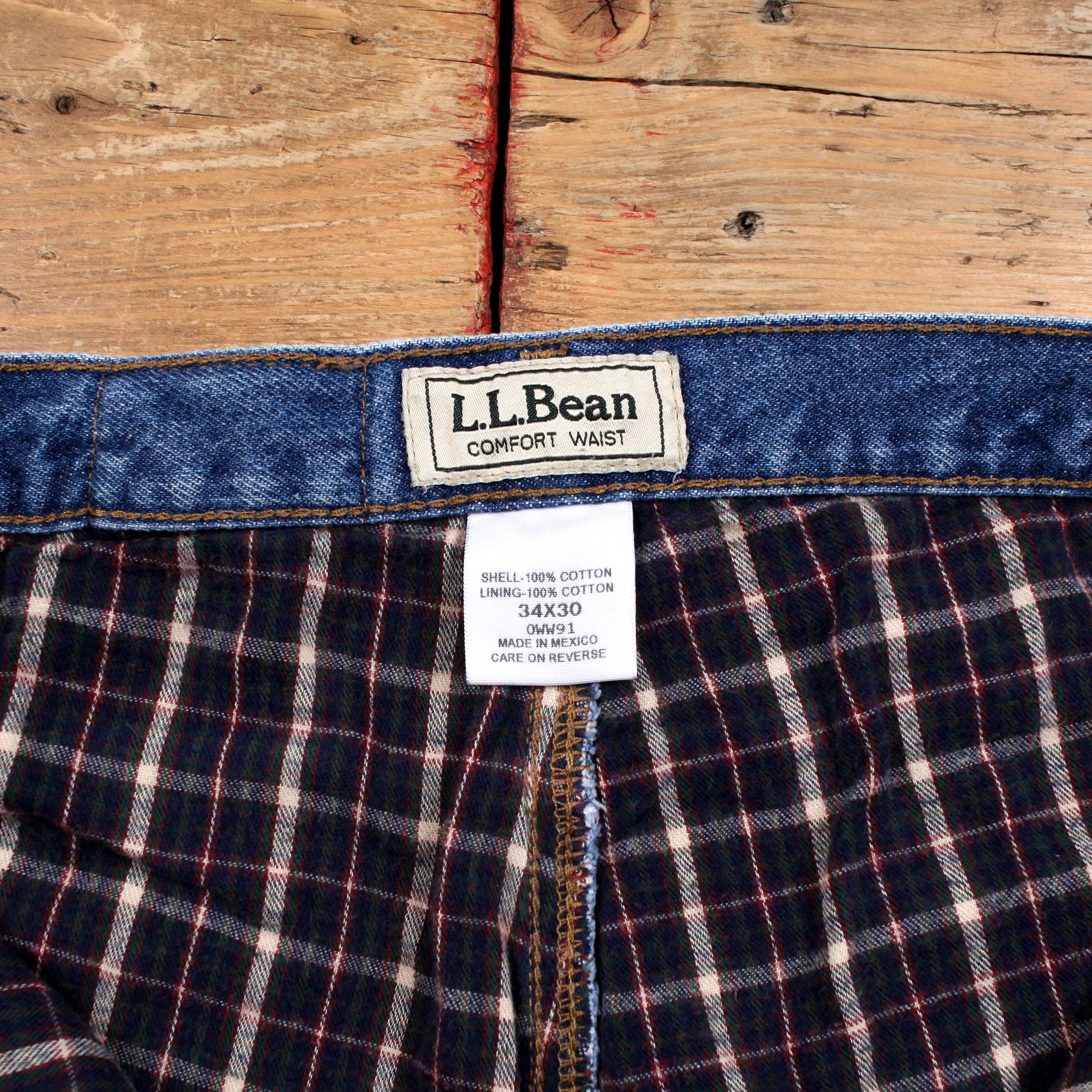 ヴィンテージ L.L.Bean ジーンズ 34x30 ブルー チェック柄 裏地 