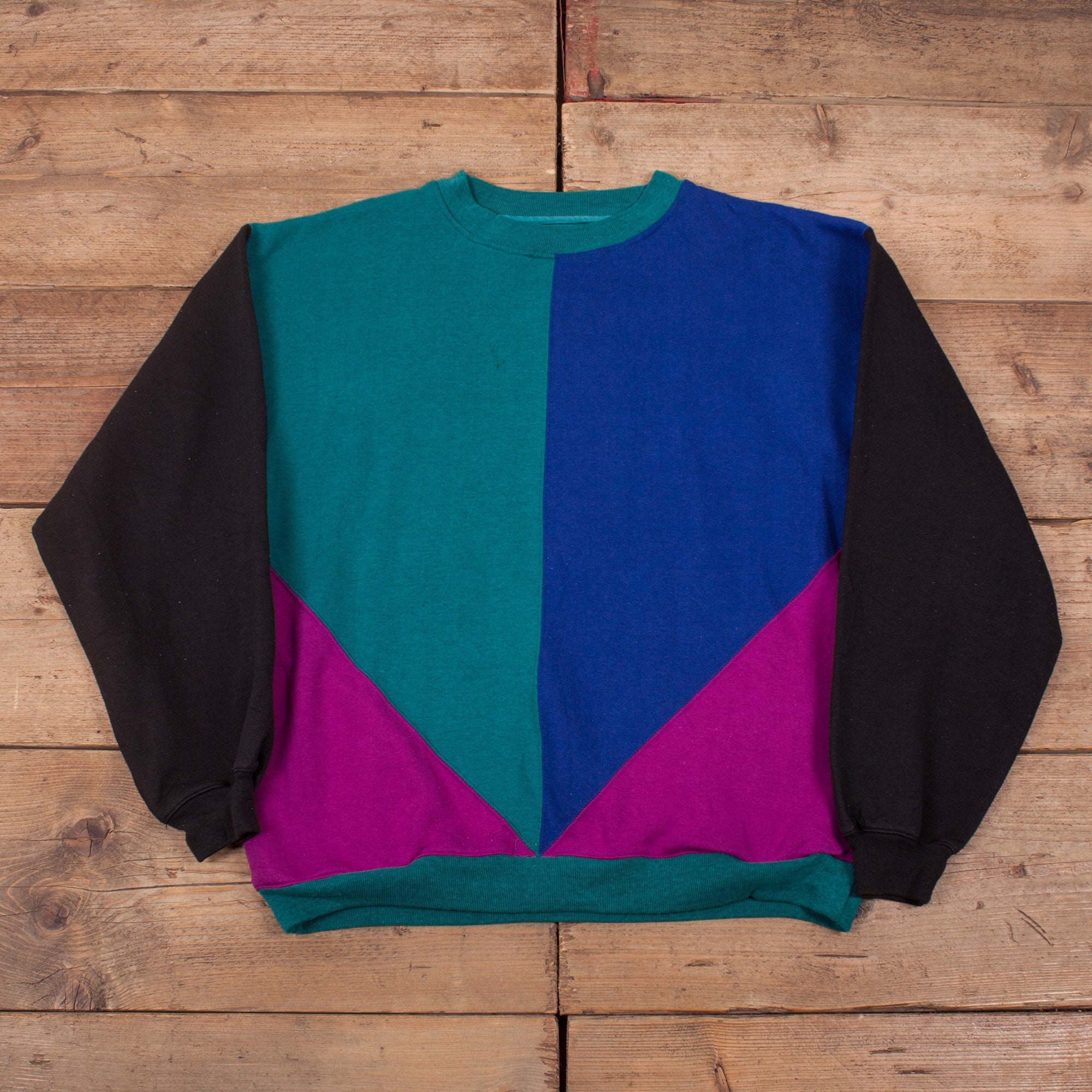 Image of Mens Vintage 90S Apparel Zone Heavyweight Colour Block Sweatshirt L 44" R19353