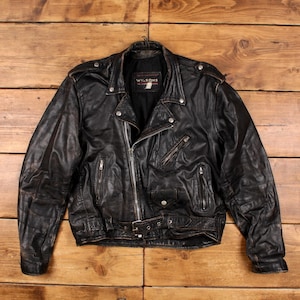 Vintage Wilsons Lederjacke M 90er Jahre Biker Motorrad Schwarz