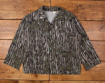 Vintage Realtree Real Tree Shirt Button L Mens Long Sleeve Brown Camouflage