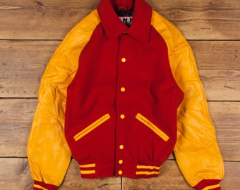 vintage Omni Sports Varsity Jacket XS Bomber Raglan Red Womens Snap