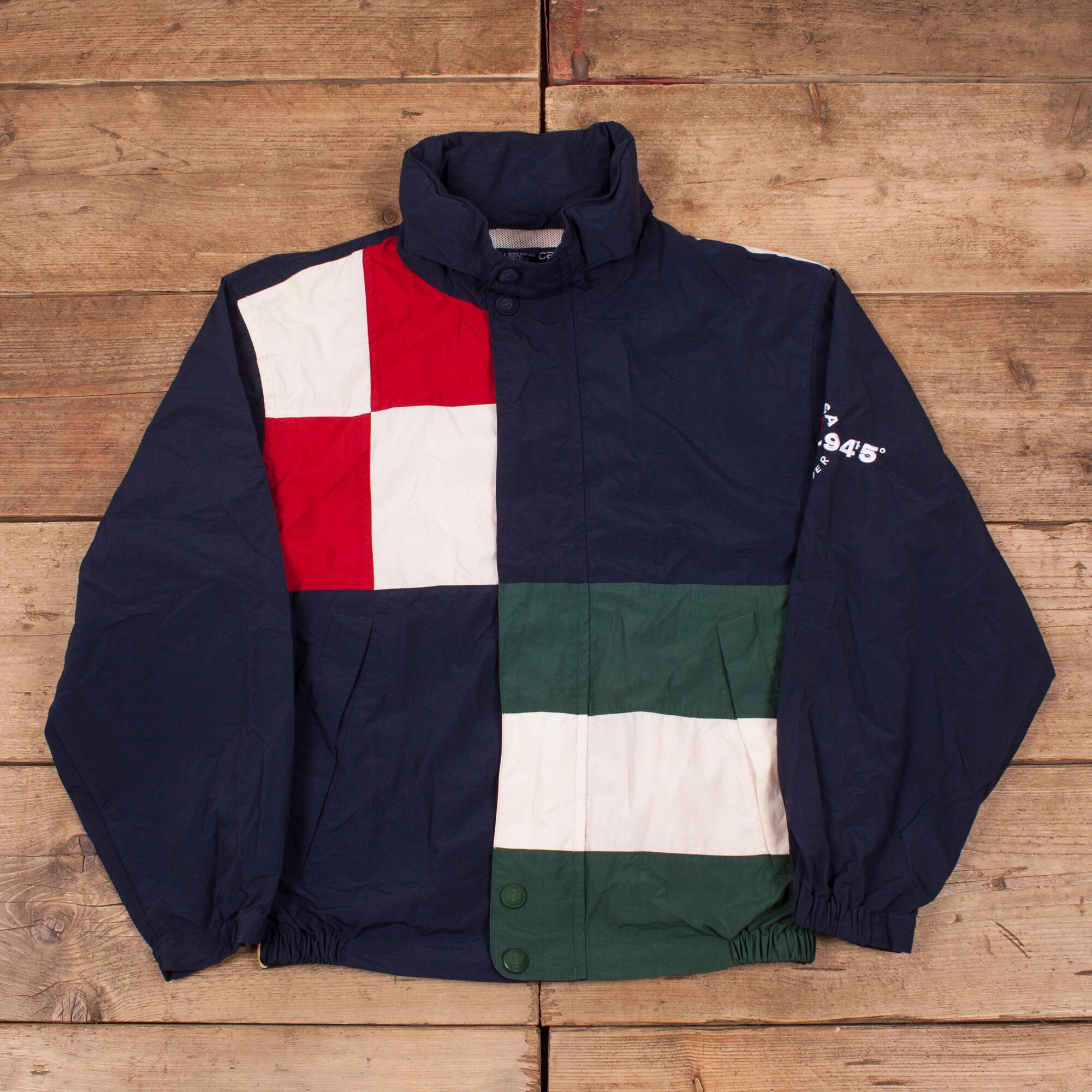 Image of Mens Vintage 90S Nautica Hooded Nylon Windbreaker Sailing Jacket Large 44 R14075