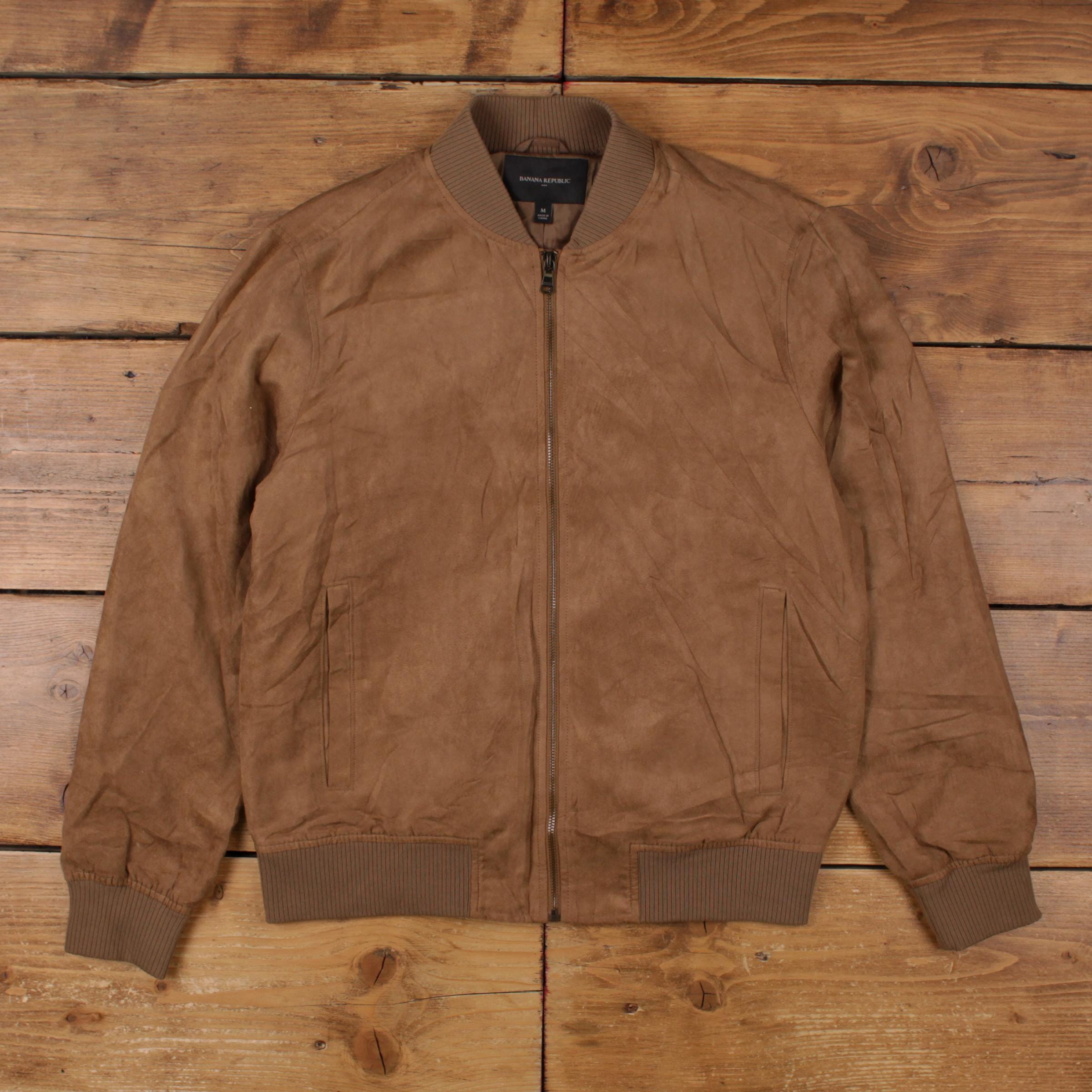 Banana Republic Bomber Jacket M Mens Brown Faux Suede Lined Casual Banana Republic Bomber Jacket M Mens Brown Faux Suede Lined Casual