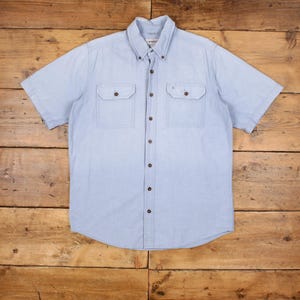 Vintage Carhartt Workwear Hemd Knopf L Hoch Herren Kurzarm Blau Solid