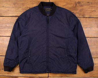 Vintage J Crew Windbreaker Jacket XL 80s Bomber Flight Blue