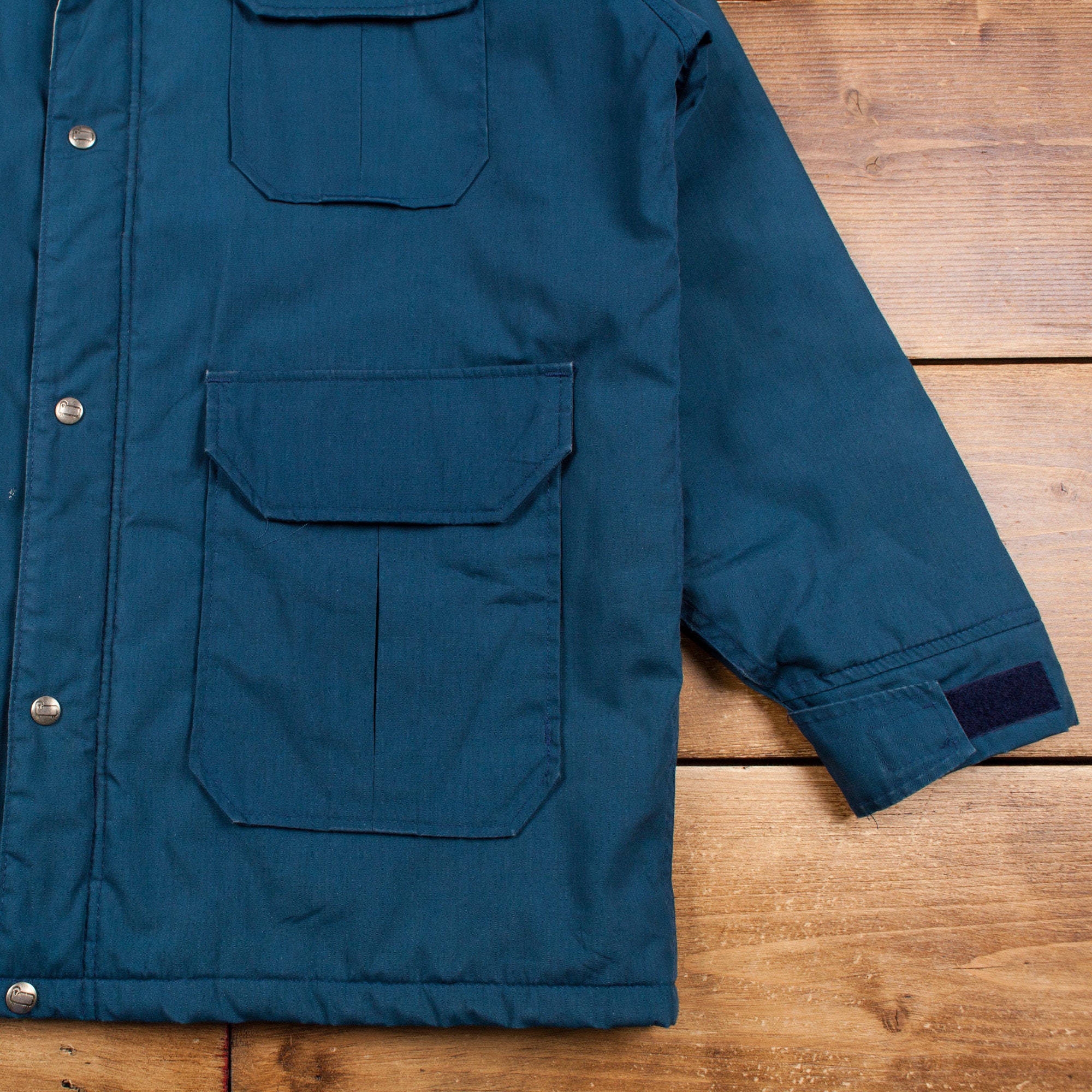 Vintage Woolrich Parka Jacket XL 80s USA Made Blue Zip Snap