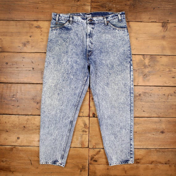 Vintage Levis Tapered Jeans 40x30 90s Blue USA Made Orange Tab Acid Wash Denim