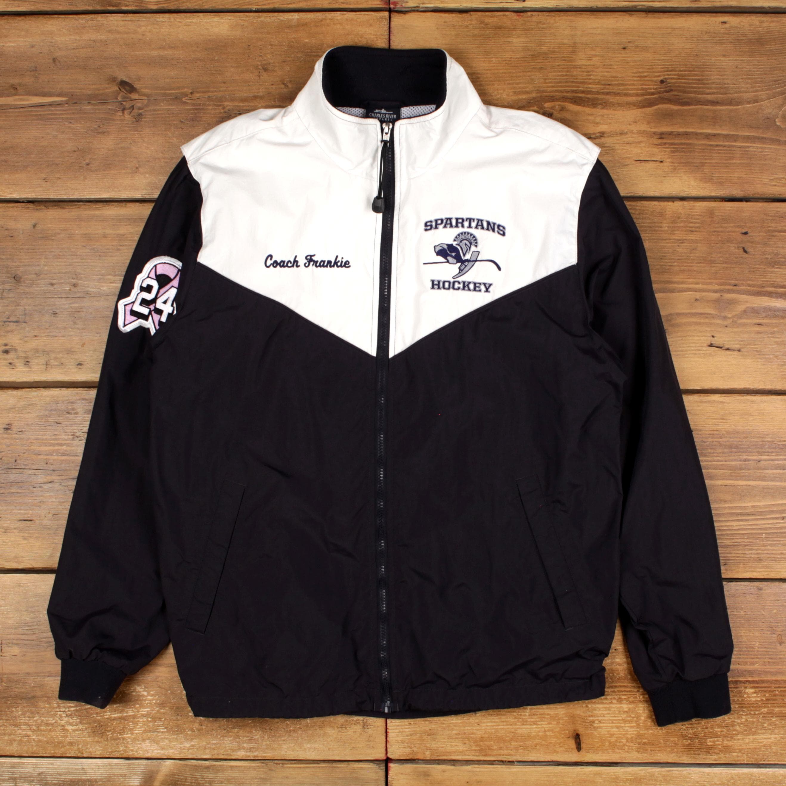 Vintage Charles River Windbreaker Jacket L Hockey White