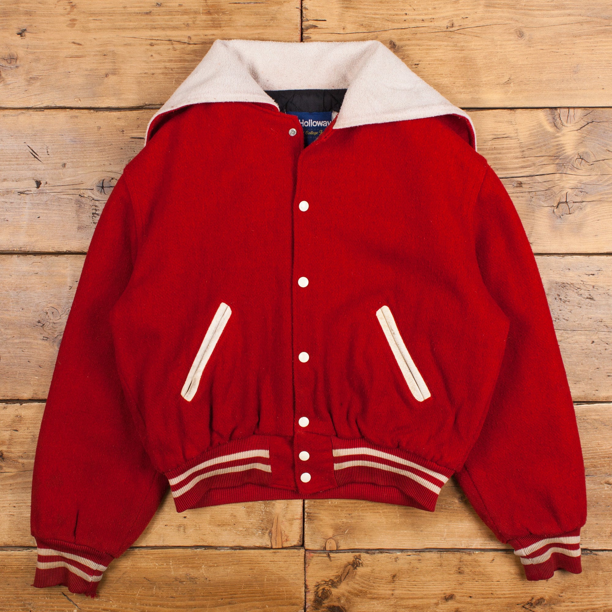 Vintage Holloway Varsity Jacket L 70s Bomber Wool Quilt Vintage Holloway Varsity Jacket L 70s Bomber Wool Quilt