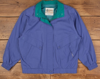 Giacca bomber vintage London Fog S anni '90 blu da donna con cerniera