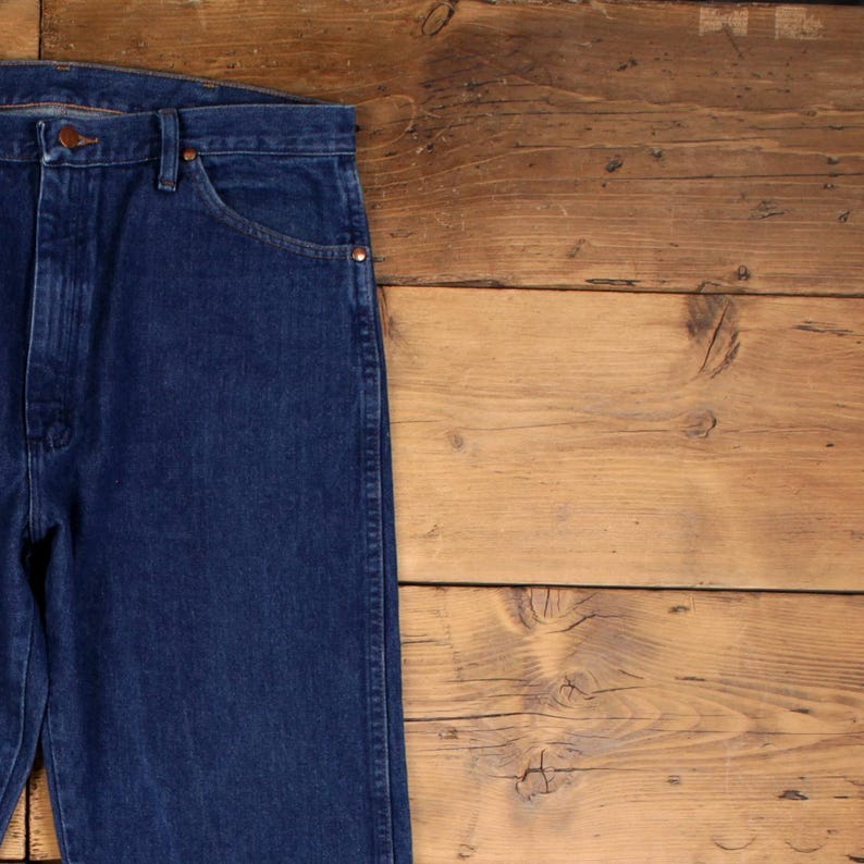 Wrangler Jeans 35x36 Azul Oscuro Lavado a la Piedra Corte Recto Cierre de Cremallera Estilo Western Denim imagen 7