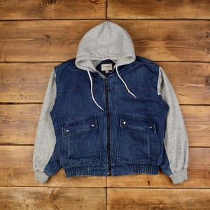 Vintage St John&#39;s Bay Bomber Jacket L Jersey Blue