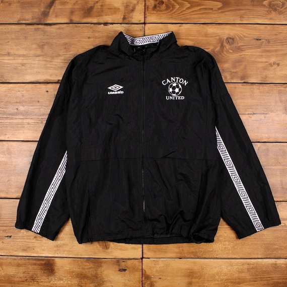 Vintage Umbro Windbreaker Jacket XL 90s Football Black - Etsy