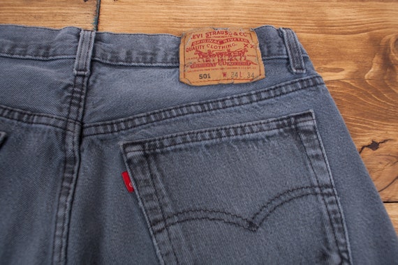 Vintage Levis 501 32 X 34 90s USA Made Grey Denim Levi -