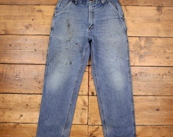 Vintage Carhartt Jeans Hose Hose 32x33 Denim Carpenter Herren Gerade Blau