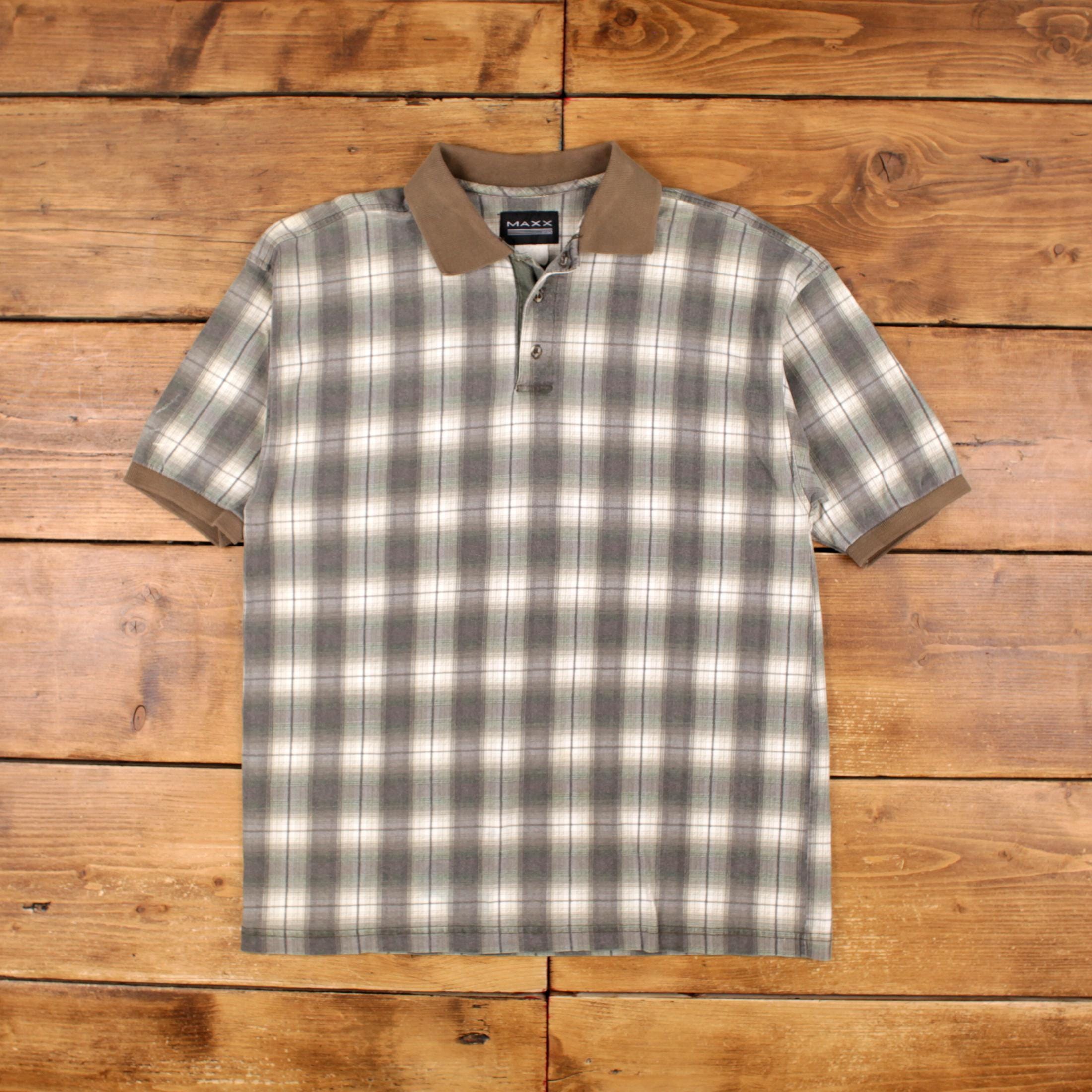 Vintage Polo Shirt T Shirt XL 90s Maxx FM Check Grey Tee - Etsy