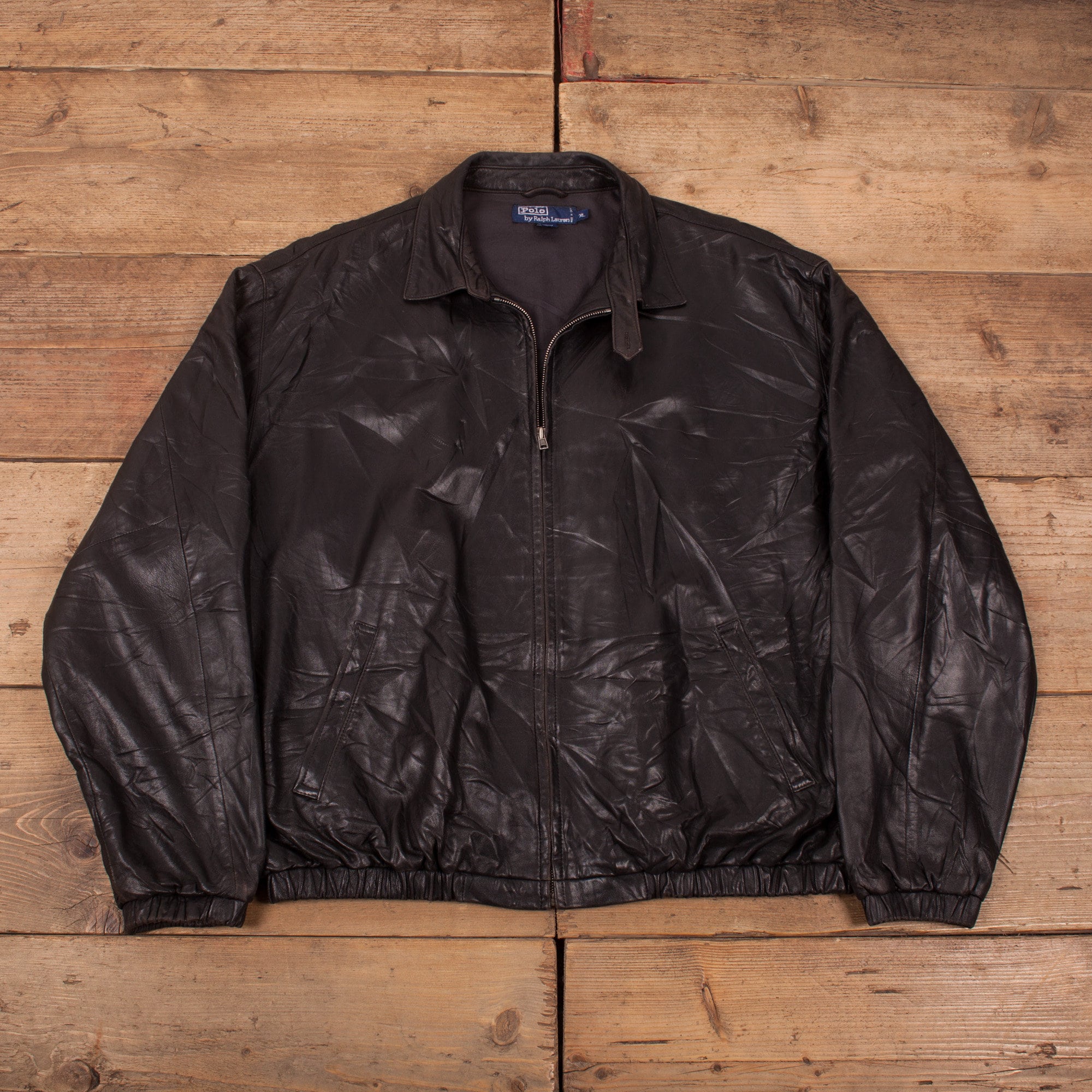 Vintage Ralph Lauren Leather Jacket XL Polo Black Bomber - Etsy