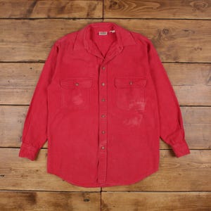 Vintage Five Brother Chamois Shirt Button M 90s Brushed Cotton Tall Mens Red