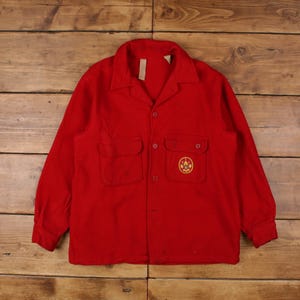 Vintage Boy Scouts of America Wool Jacket L 70s Patch USA Made Red