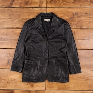 Veste d'angle décontractée en cuir vintage M Mob Blazer noir femme bouton