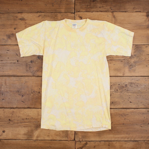 Vintage Single Stitch T Shirt Dyed Medium 90s Yellow Tee