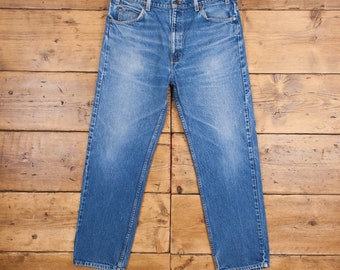 Vintage Levis 505 Jeans 34 x 29 90s Stonewash Straight Blue Orange Tab Denim