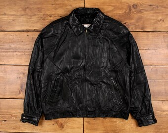 Vintage Planet Hollywood Leather Jacket XL 90s Reversible Hong