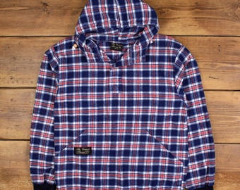 Vintage The Vermont Flannel Co Outdoor Jacket M Flannel Pullover USA Made Blue