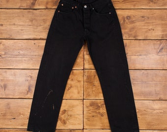 Vintage Levis 501 Jeans 29 x 31 Dark Wash Recht Zwart Rood Tab Denim