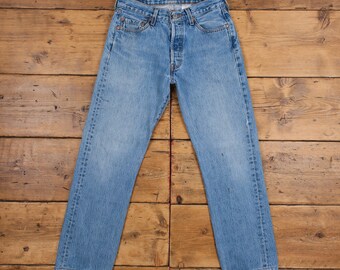 vintage Levis 501 Jeans 28 x 29 Stonewash Straight Blue Red Tab Denim