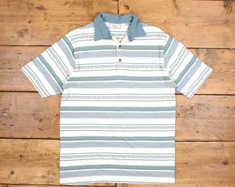 Vintage Polo Shirt T Shirt XL 90s Dockers Stripe Multicoloured Tee 