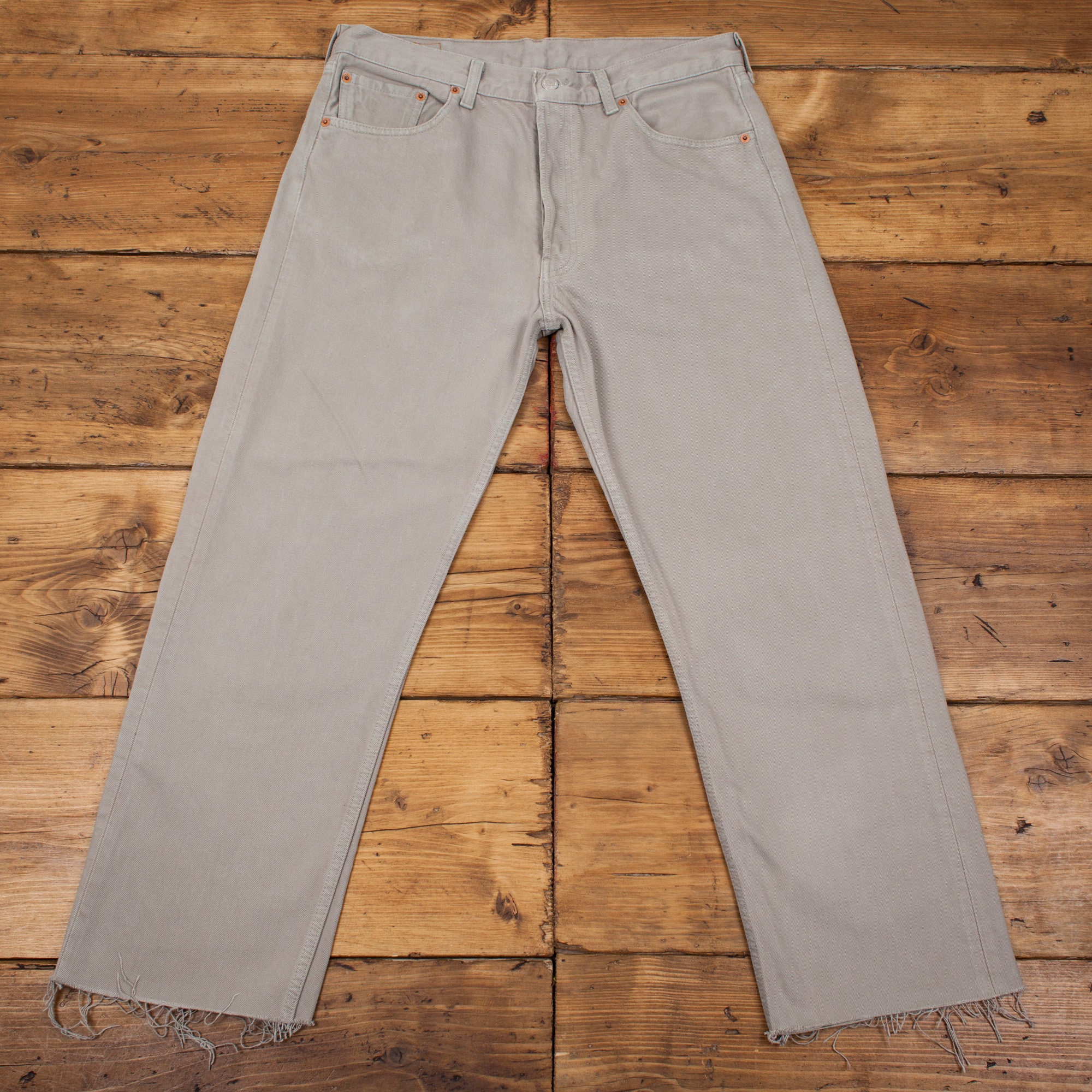 Vintage Levis 501 Jeans 33 X 27 90s Grey Raw Hem Denim Levi - Etsy