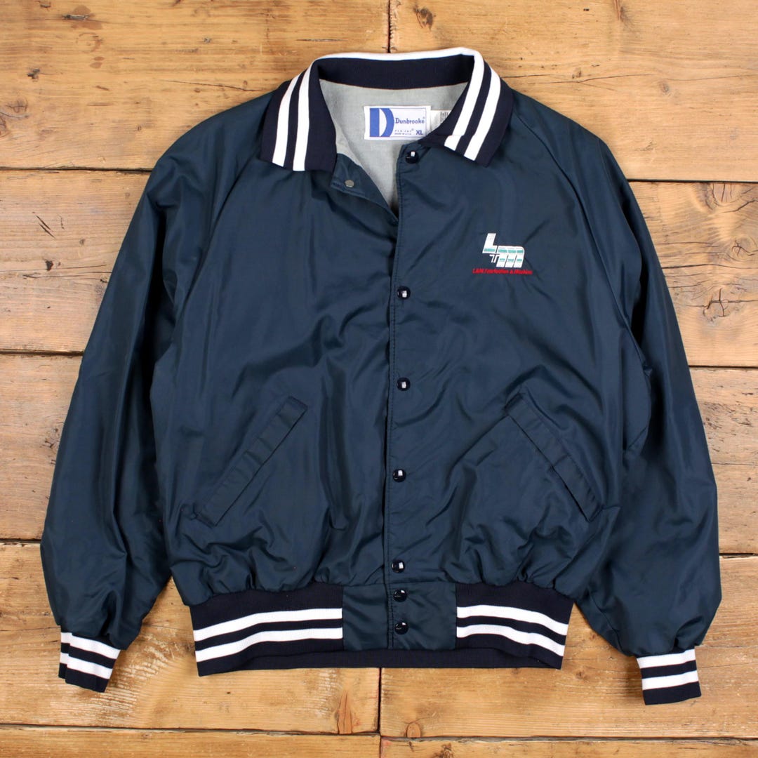 Vintage Dunbrooke Bomber Jacket XL Mens 80s Blue USA Made Nylon