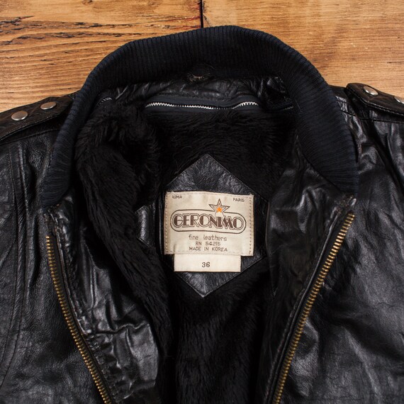 Vintage Geronimo Leather Jacket S Biker Rider Bla… - image 5