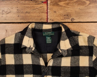 Ralph Lauren wool check Jacket 90’s OLD Vintage 80s Polo Ralph Lauren Plaid Wool Jacket Size Medium