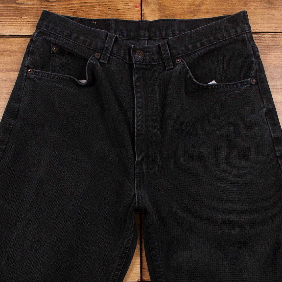 Vintage Levis Jeans 32 x 25 Dark Wash Tapered Black Womens Orange Tab Denim, foto 3 di 5
