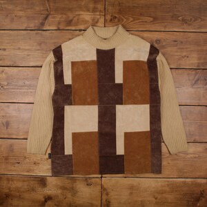 ヴィンテージ コマール 幾何学模様 セーター ジャンパー XL メンズ 80年代 モックネック ブラウン ニット