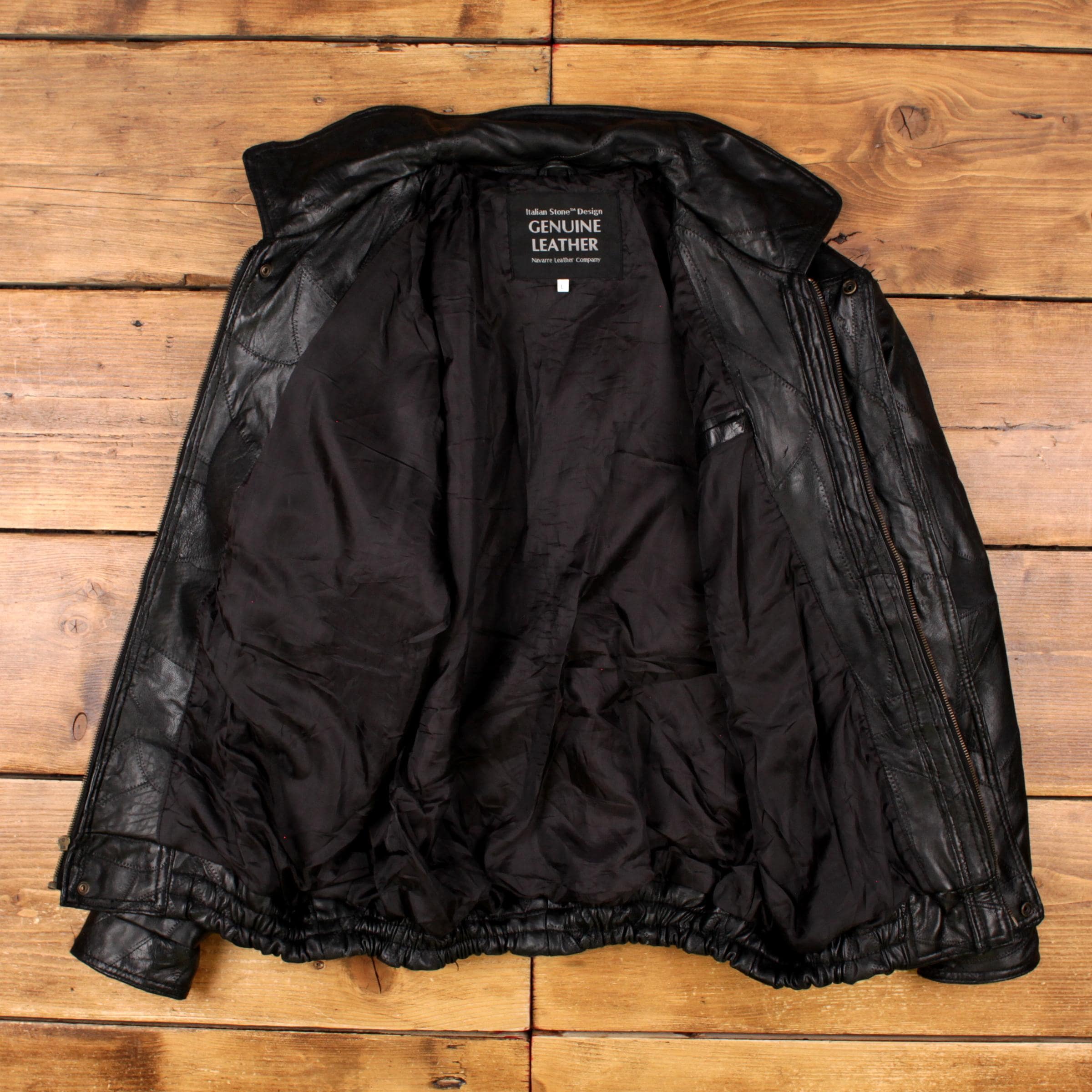 Vintage Navarre Leather Jacket L 90s Patchwork Bomber Black - Etsy