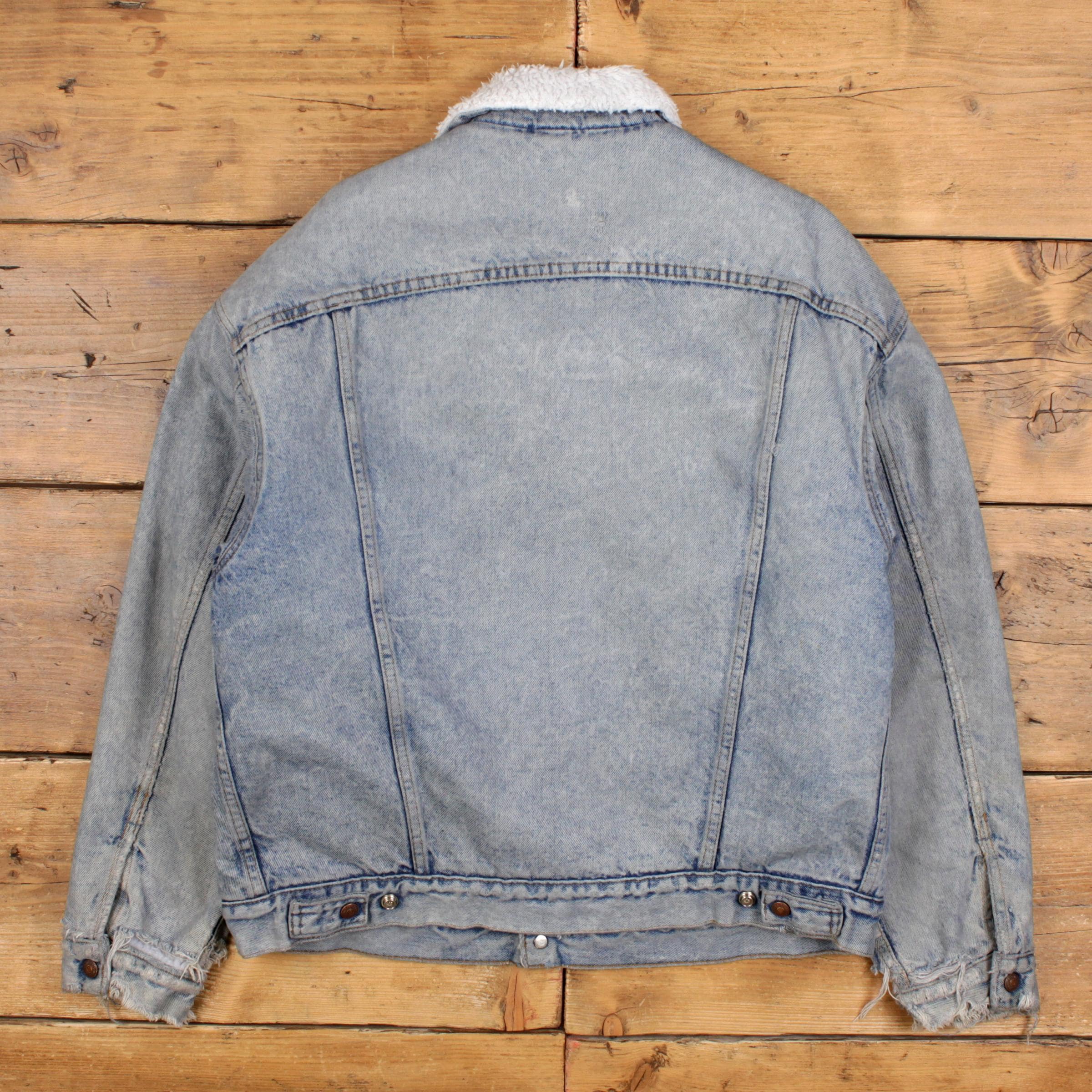 Vintage Levi's Denim Jacket L 80s Trucker Acid Wash Sherpa Lined