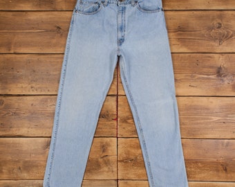 Vintage Levis 540 Jeans 33 x 32 90s Stonewash Straight Blue Brown Tab Denim