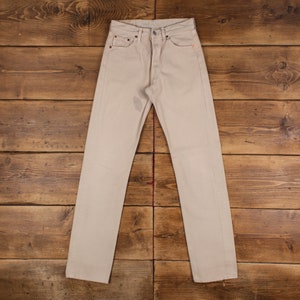 Vintage Levis 501 Jeans 27 x 34 Light Wash Straight Beige Red Tab Denim