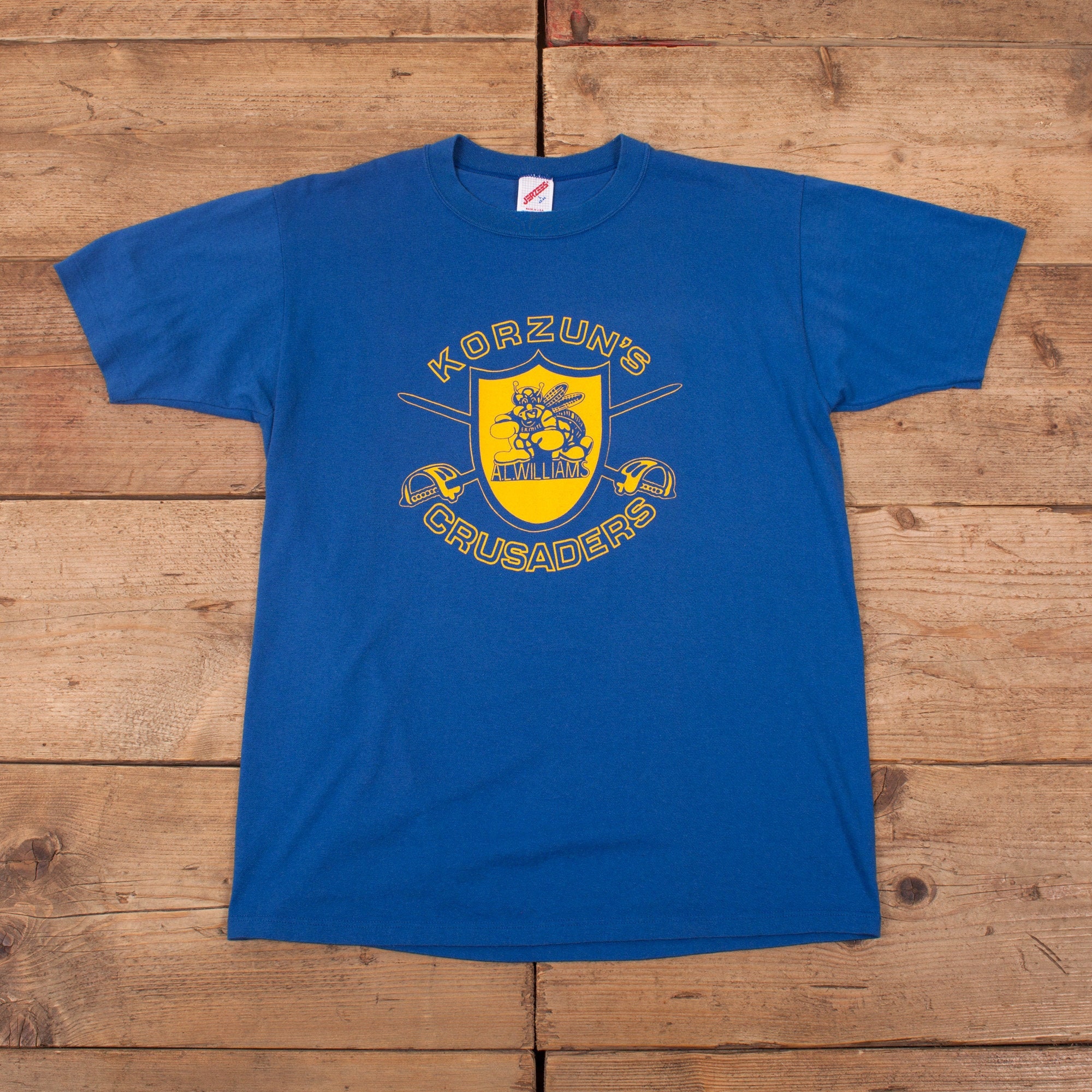 Image of Mens Vintage 80S Usa Blue Single Stitch Graphic Print T-Shirt M 40" R17984