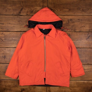 Vintage Workwear Jacke XL 80er Jahre Quilt gefüttert USA Made Orange Zip