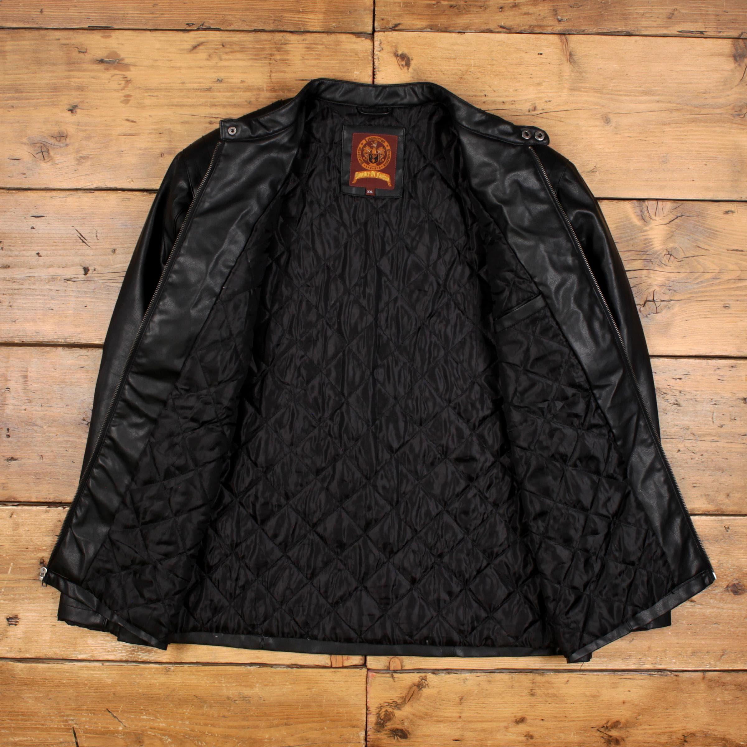 Vintage Ministry of Fashion Leather Jacket 2XL 90s Biker Cafe