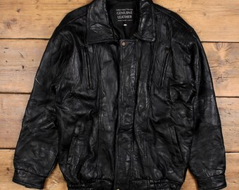 Vintage Planet Hollywood Leather Jacket XL 90s Reversible Hong