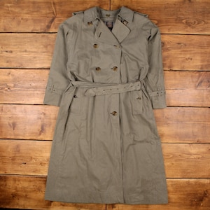 Vintage Burberry Trench Jacket L Double Breasted Belted Beige Womens