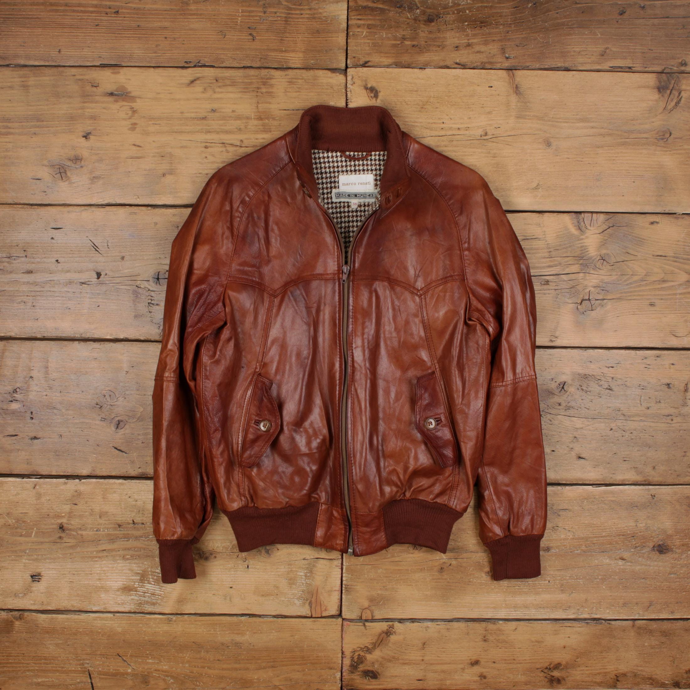 極上90sイタリア製ユーロヴィンテージMARCOSレザーハンティングジャケット Vintage Marco Renati Leather Jacket M 90s Bomber Brown - Etsy