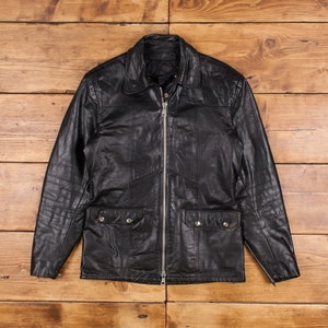 Vintage Britsol Leather Jacket S 80s Black Zip Cafe Racer Motorcycle
